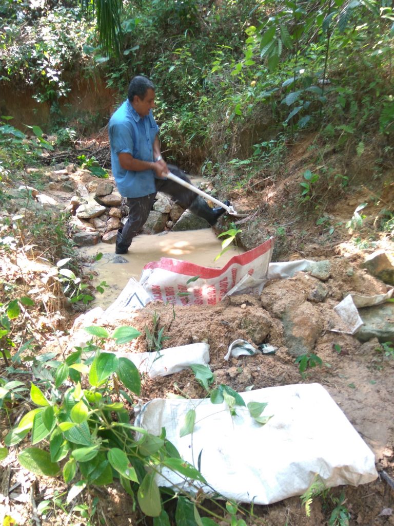 The walls of the mini dam taking shape.