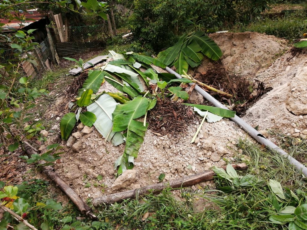 Covering up some part of the mound not in use.