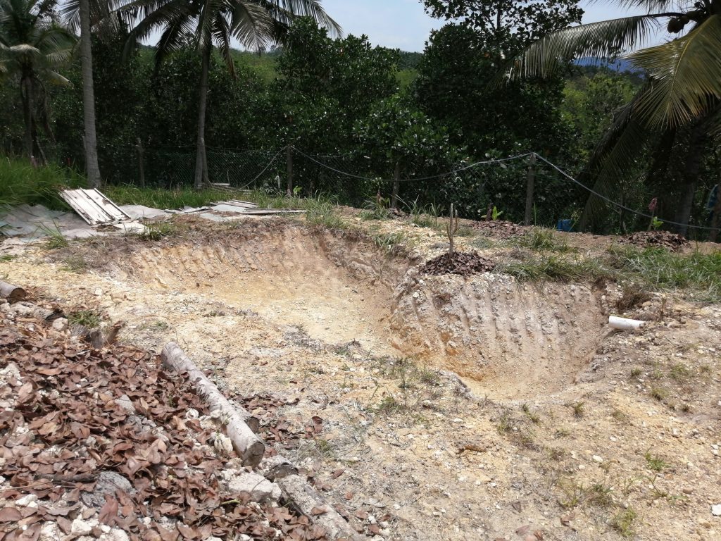 The pond after it's been dug.