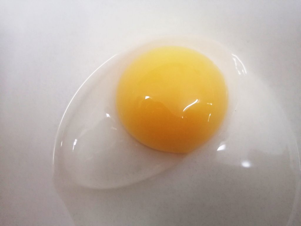 My baseline yolk color. They should deepen in color with better feed and more fine tuning in a couple of months time.